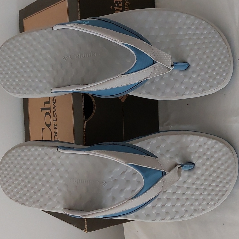 Columbia Blue and White Sandals Lightweight Comfort Womens 9